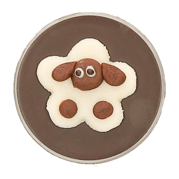Zartbitter-Schokolade-Muggerl mit Kaffee-Fülle und Marzipan-Schaf
